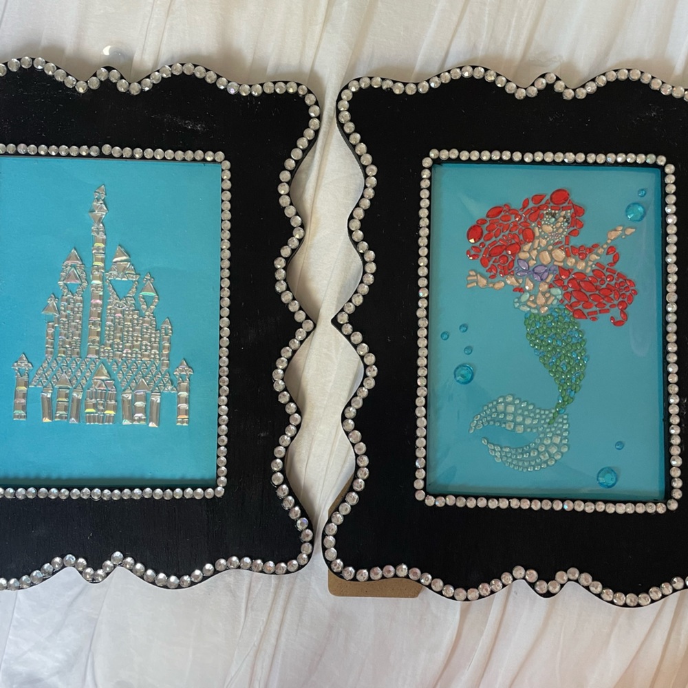 Glam Disney princess bling framed art